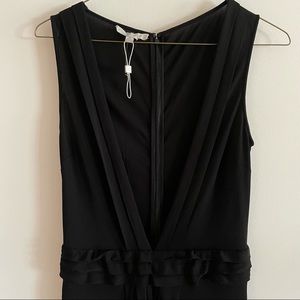 St. John couture black sleeveless dress w/plunge neckline